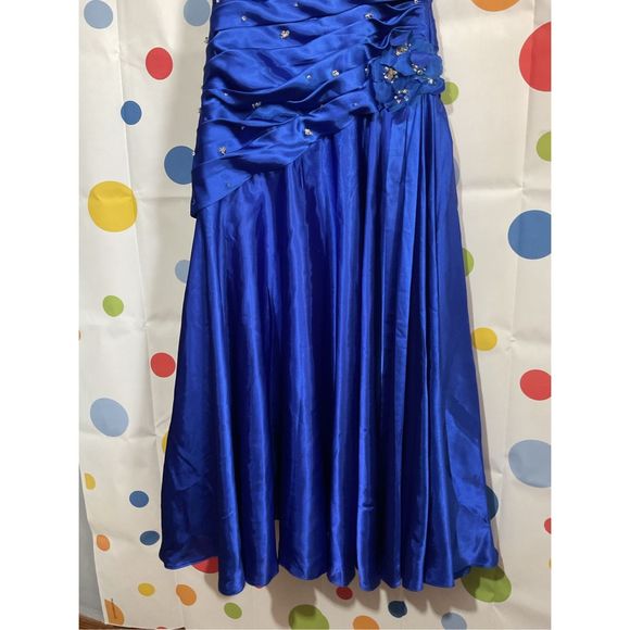 Mori Lee Madeline Gardner Size 5/6 Designer Formal Dress Strapless Blue Sequin A - Picture 7 of 16
